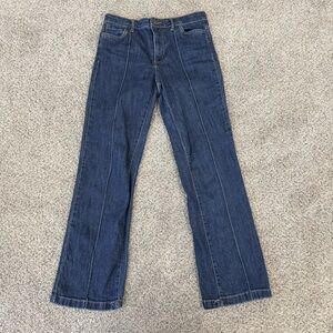 OAT New York Mid Rise Relaxed Straight Leg Jeans Blue Dark Wash Women’s US 4/27